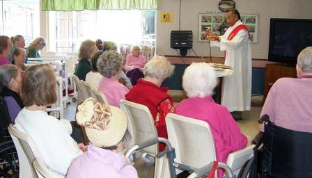 Communion service at a Convalescent hospital