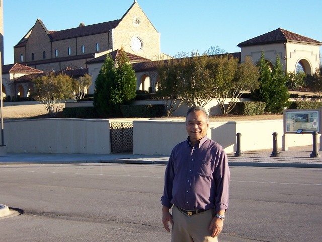 With Shrine and monastery in the background